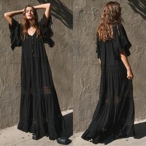 NWOT Free People Dream On Maxi Dress Black $108.00 Size: XS
